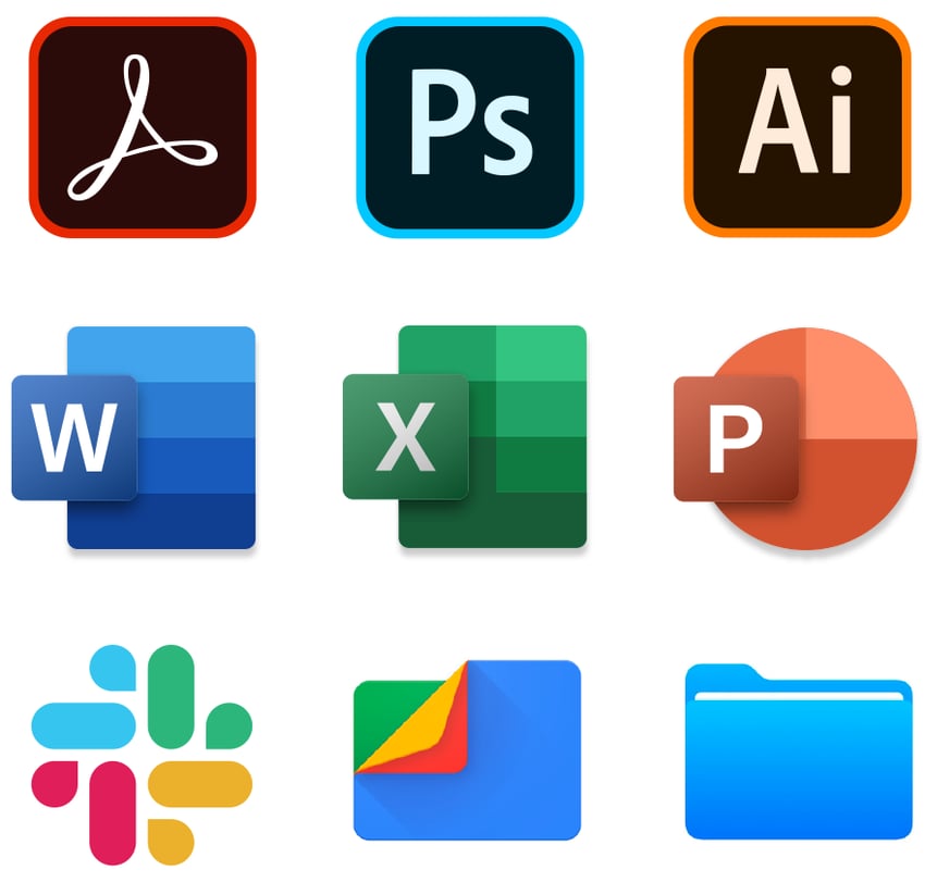Integrations for Microsoft Office 365, Slack, Adobe, iOS Files App, Android Files App, Windows File Explorer, Mac Finder.